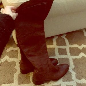 Alberto Fermani brown leather over the knee boots